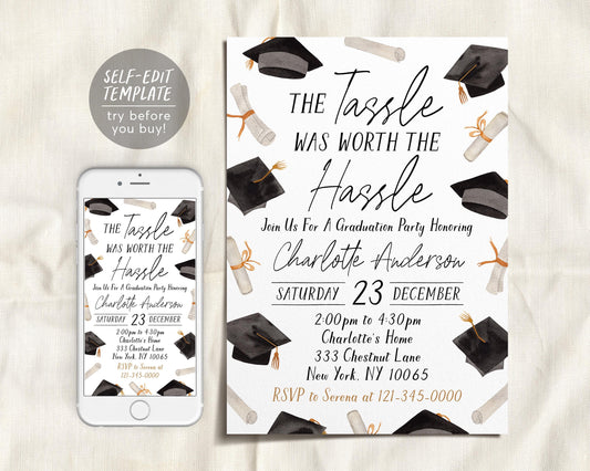 Graduation Invitation Editable Template