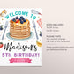 Pancakes and Pajamas Birthday Welcome Sign Editable Template, Girl Flapjacks And PJs Party Poster, Breakfast Brunch Slumber Party Banner