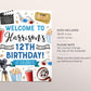 Movie Night Birthday Welcome Sign Editable Template, Boy Kids Pop On Over Cinema Backyard Movie Ticket Party Poster, Popcorn Board Banner