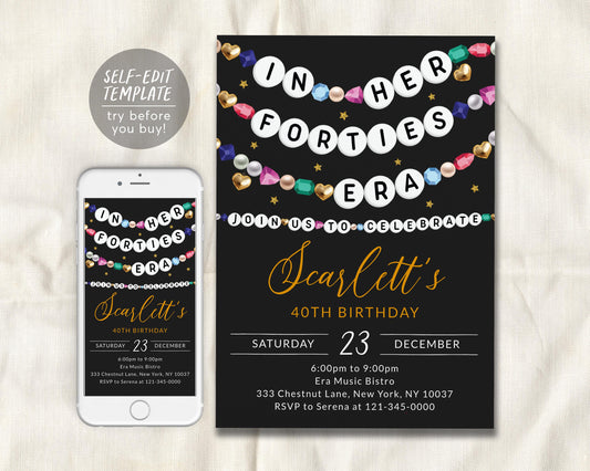 In My Forties Era Invitation Editable Template