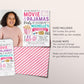 Movie and Pajamas Birthday Invitation With Photo Editable Template, Girl Slumber Party Popcorn Cinema Movie Ticket Invite, Sleepover Evite