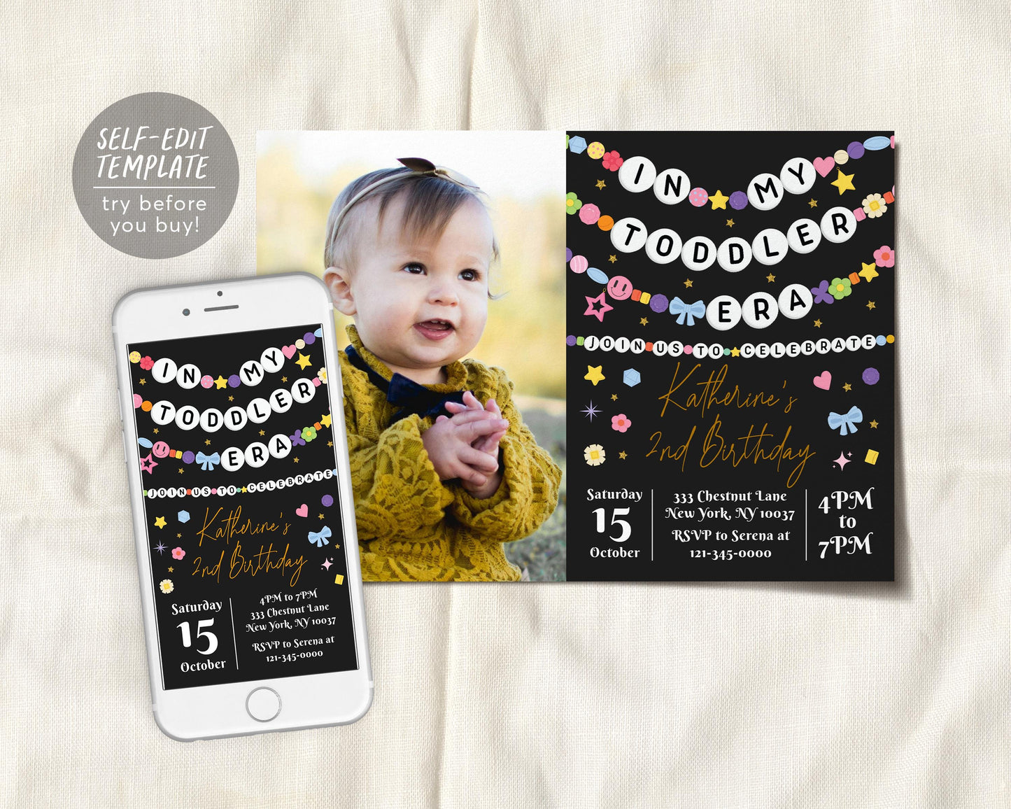 In My Toddler Era Invitation With Photo Editable Template