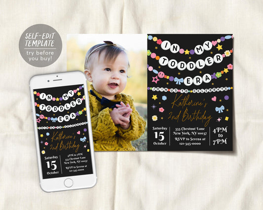 In My Toddler Era Invitation With Photo Editable Template
