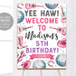 Space Cowgirl Birthday Welcome Sign Editable Template