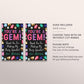 Gemstone Birthday Favor Tags Editable Template, You're a Gem Thank You Treat Bag, Kids Geode Rocks Crystal Gift Tags Labels Gemology Black