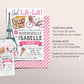 Paris Theme Birthday Invitation Editable Template, Oh La La Eiffel Tower Party Invite, French France Parisian Kids Tween Bow Floral Evite