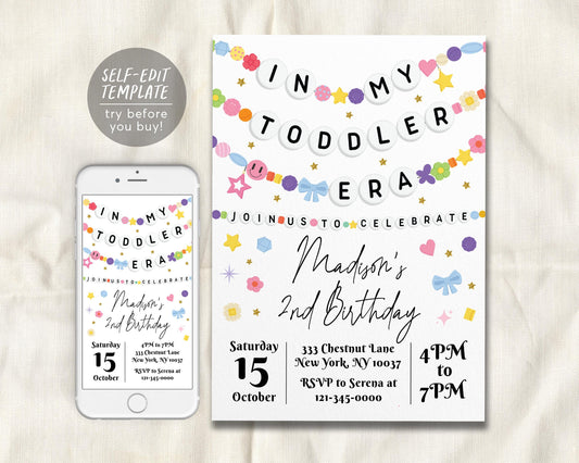 In My Toddler Era Invitation Editable Template