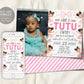 Tutu Cute 2nd Birthday Invitation With Photo Editable Template