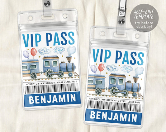 Train Birthday VIP Pass Editable Template