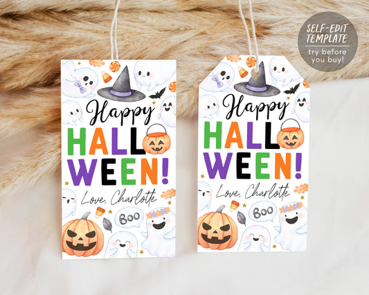 Happy Halloween Gift Tag Editable Template