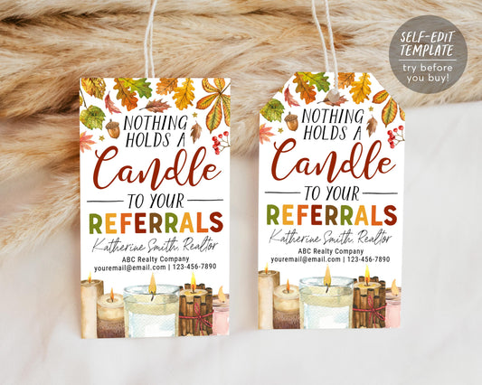 Fall Candle Realtor Pop By Tags Editable Template