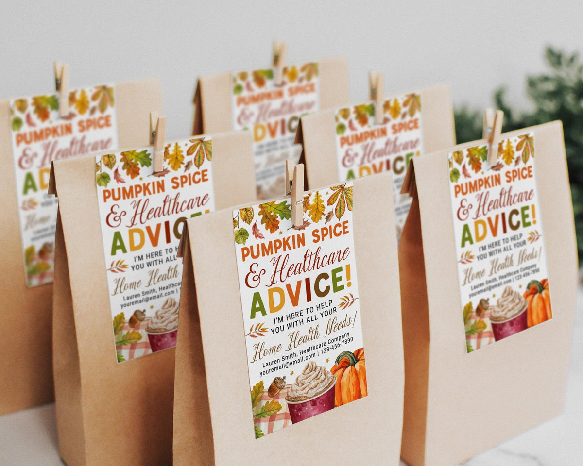 Fall Healthcare Pop By Tag Editable Template, Pumpkin Spice and ...