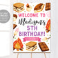 Smores Birthday Welcome Sign Editable Template