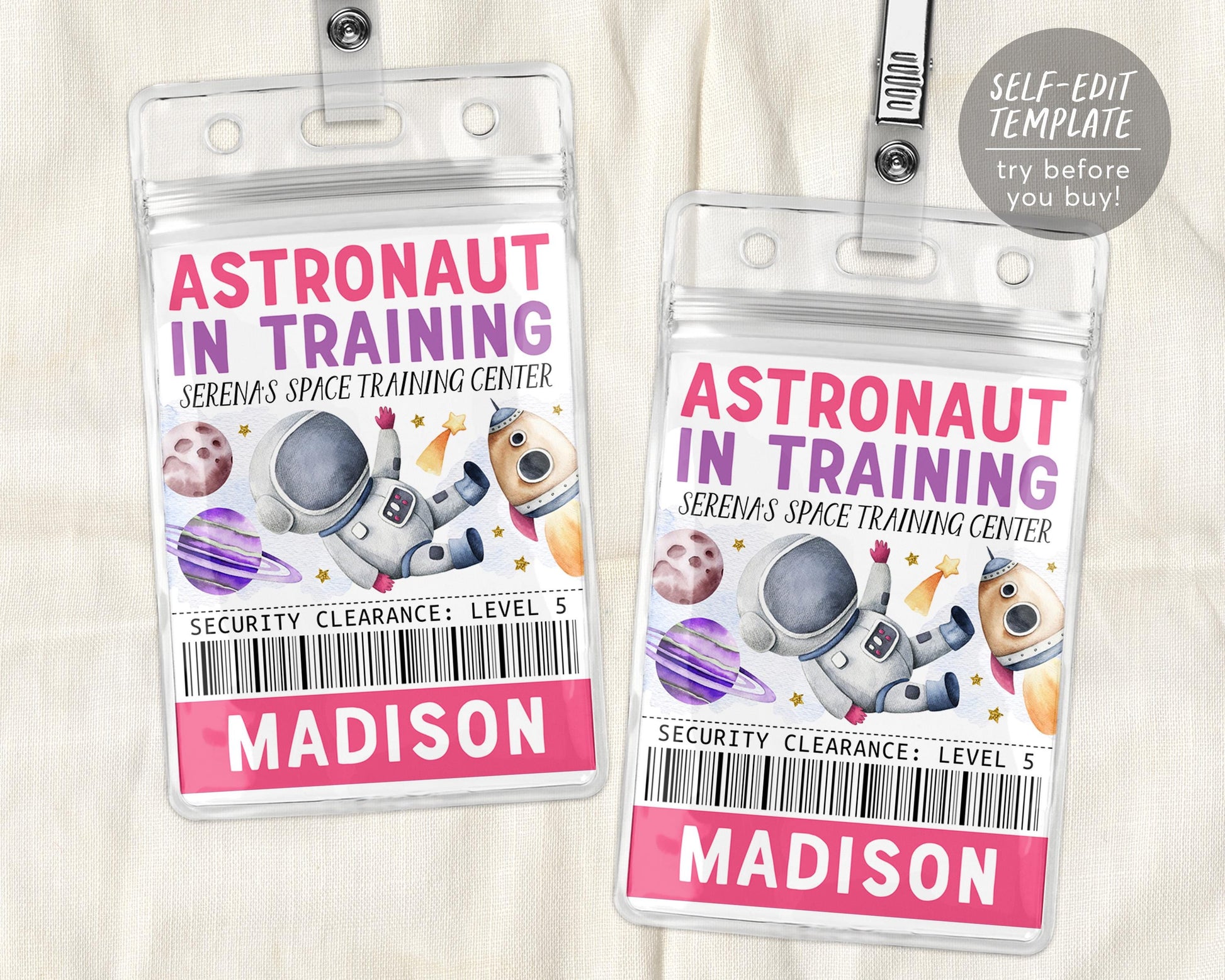 Outer Space Birthday All Star VIP Pass Editable Template