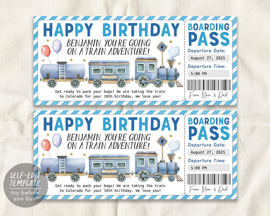 Train Ticket Boarding Pass Editable Template
