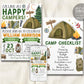 Camping Joint Siblings Birthday Invitation Editable Template