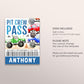 Monster Truck Pit Crew Birthday VIP Pass Editable Template, Boy Monster Jam Party All Access Guest Name Tag Insert ID Badge Lanyard Favor