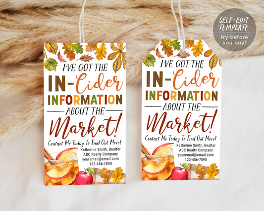 Fall Apple Cider Pop By Gift Tag Editable Template