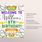 Mardi Gras Birthday Welcome Sign Editable Template, Kids Mardi Gras Fat Tuesday Theme Party Poster, New Orleans King Cake Carnival Poster