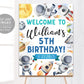 Outer Space Birthday Party Welcome Sign Editable Template