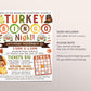 Turkey Bingo Night Fundraiser Flyer Editable Template, Thanksgiving Bingo Flyer Game Night Event Invite, Fall PTA PTO School Classroom