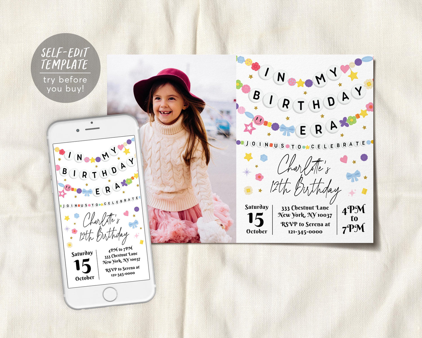 In My Birthday Era With Photo Invitation Editable Template