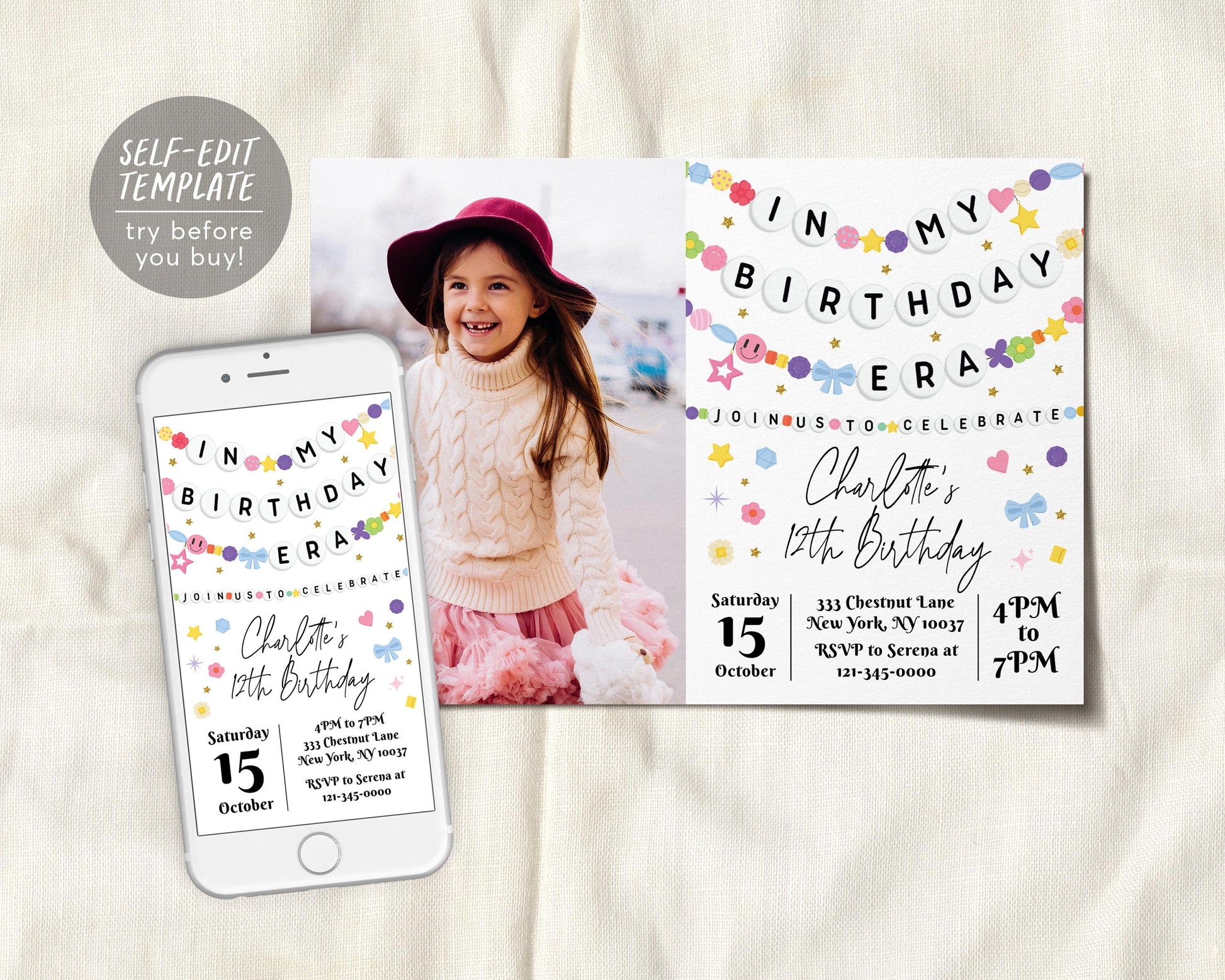 In My Birthday Era With Photo Invitation Editable Template