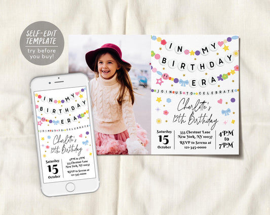 In My Birthday Era With Photo Invitation Editable Template