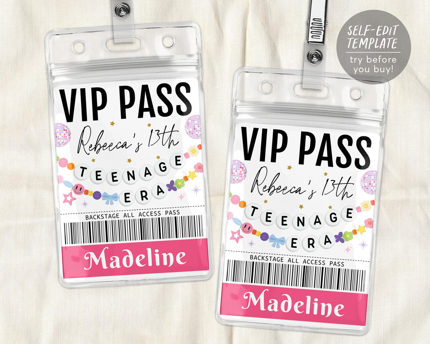 In My Teenage Era VIP Pass Editable Template