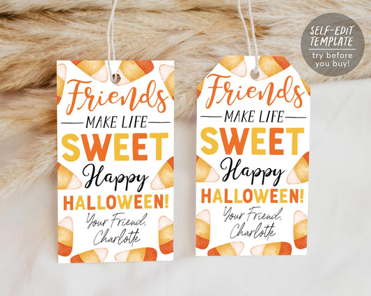 Halloween Candy Corn Gift Tag Editable Template