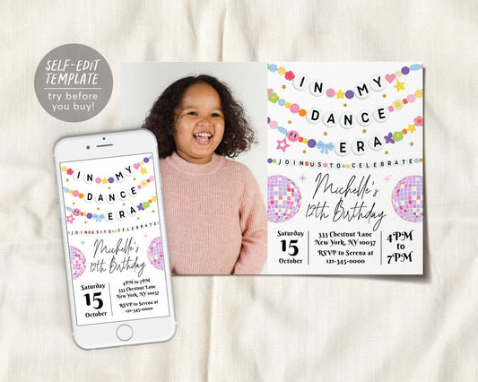 In My Dance Era Invitation With Photo Editable Template