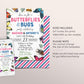 Butterflies and Bugs Joint Siblings Birthday Invitation Editable Template, Twins Girl Boy Butterfly Insect Party Invite, Kids Bug Hunt Evite