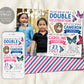 Butterfly Baseball Joint Siblings Birthday Invitation With Photo Editable Template