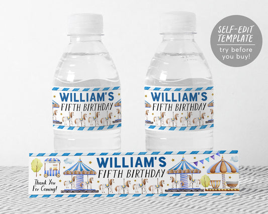 Carousel Bottle Labels Editable Template