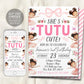 Tutu Cute 2nd Birthday Invitation Editable Template