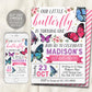 Little Butterfly Birthday Invitation Editable Template