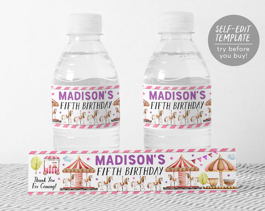 Carousel Bottle Labels Editable Template