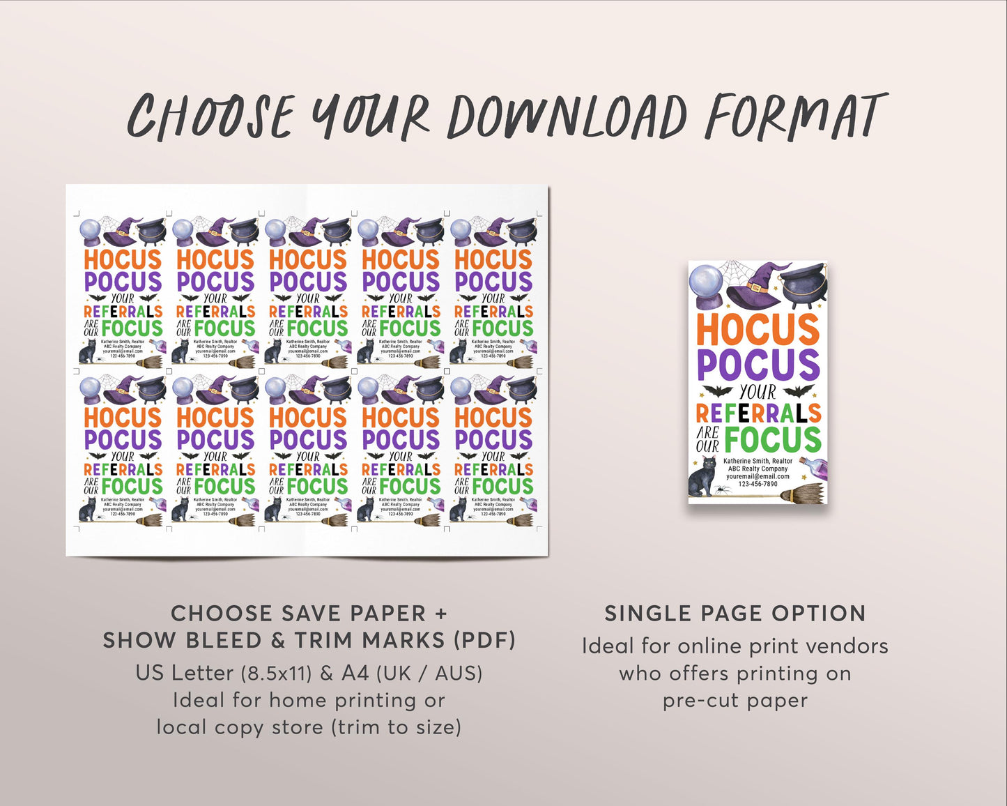 Happy Halloween Pop By Gift Tag Editable Template, Hocus Pocus Your Referrals Are Our Focus Appreciation Labels, Fall Real Estate Client