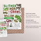 Reptile Birthday Invitation Editable Template, Boy Slither Hop Crawl Party Invite, Kids Reptiles Creepy Crawly Nature Theme Outdoor Evite