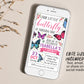 Little Butterfly Birthday Invitation With Photo Editable Template, Girl Floral Butterflies Party Invite, Kids Butterfly Garden Nature Evite