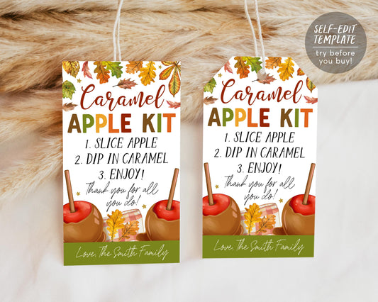 Caramel Apple Kit Tags Editable Template,