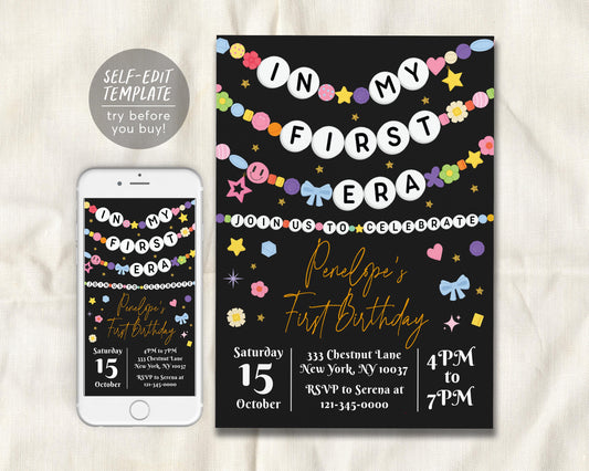 In My First Era Invitation Editable Template