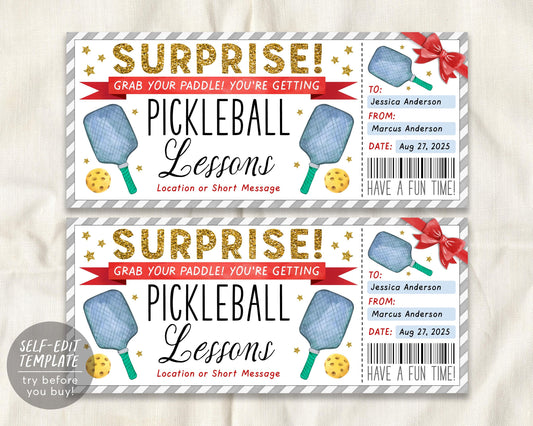 Pickleball Lessons Gift Certificate Editable Template