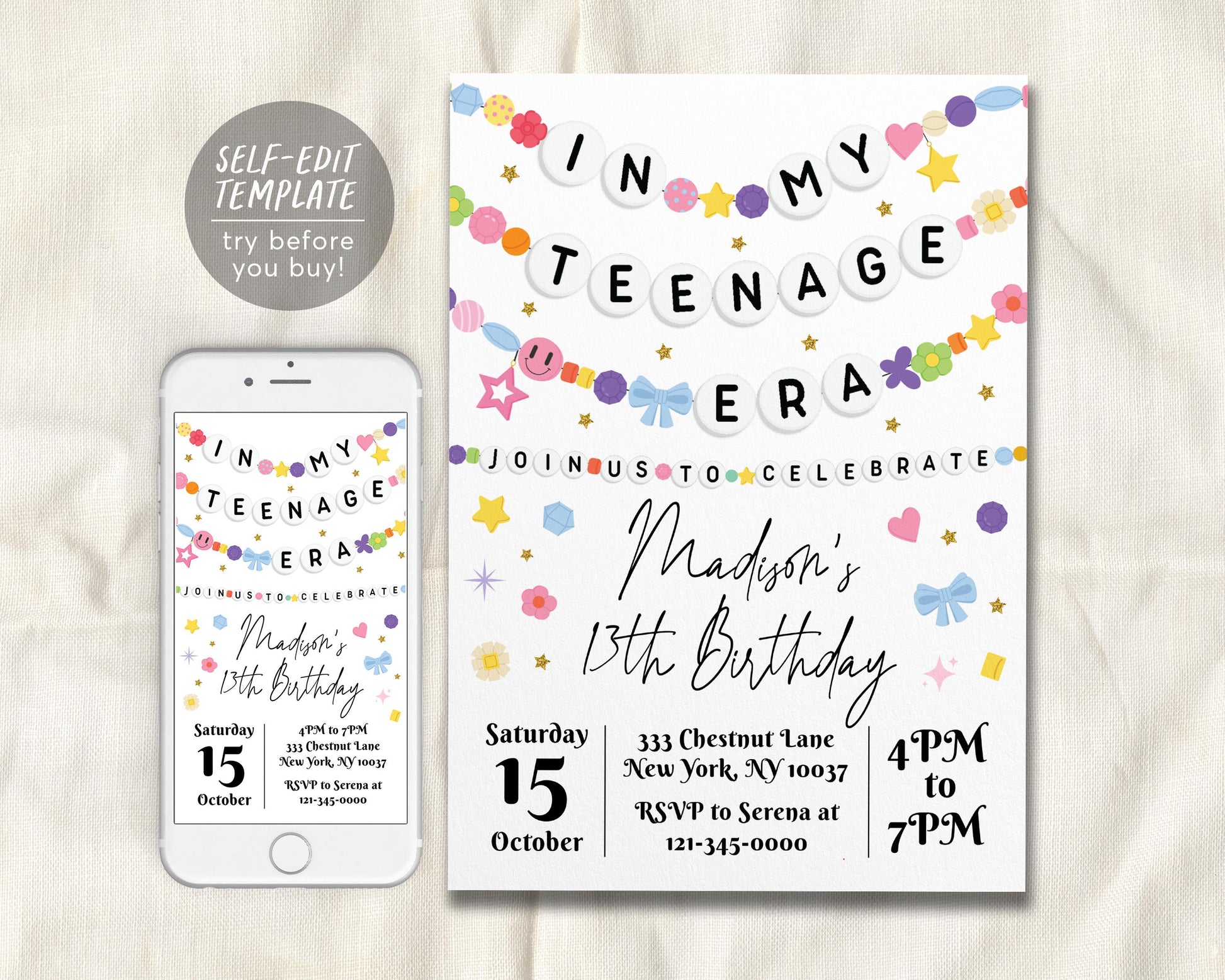 In My Teenage Era Invitation Editable Template