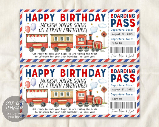Train Ticket Boarding Pass Editable Template