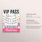 Roller Skating Era VIP Pass Editable Template, Skating Rink Friendship Bracelet Party VIP Badge, Eras Retro Skater VIP Insert for Lanyard