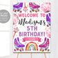 Roller Skating Birthday Welcome Sign Editable Template