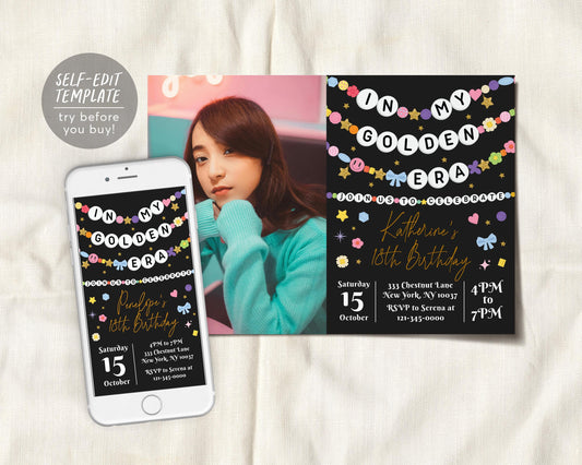 In My Golden Era Invitation With Photo Editable Template
