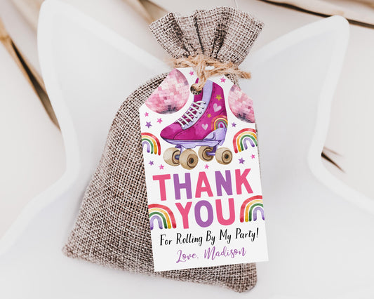 Roller Skating Birthday Favor Tags Editable Template