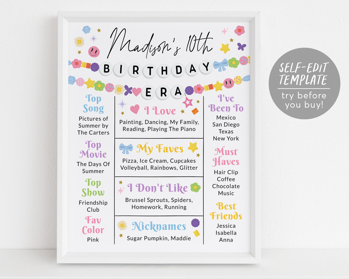 In My Birthday Era Milestone Sign Editable Template